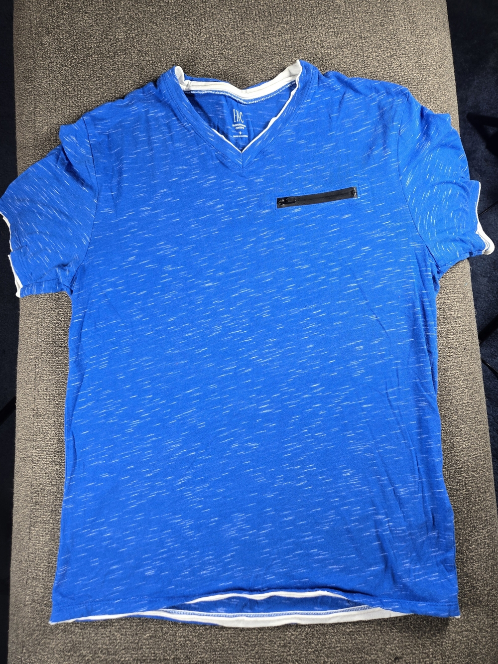 INC International Concepts Blue Short Sleeve V-Neck Shirt Mens Shirt Zip